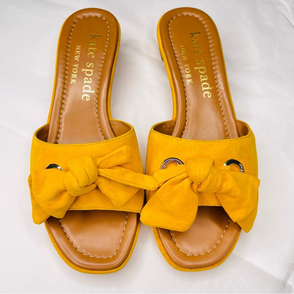 Kate Spade | Lilah Square-toed Knotted Bow Suede Leather Sandal Like New